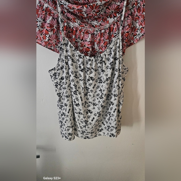 CAbi Red Pink Asymmetrical Tie Front Sleeveless Blouse - Picture 5 of 8